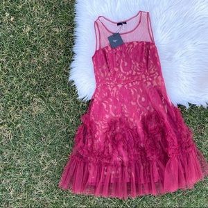 RYU red tulle mesh frill dress small